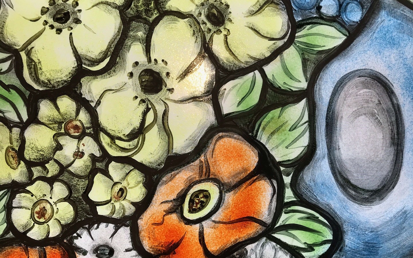 Glasmalerei Jugendstil, Foto: Marita Kuschela, Lizenz: Amt Burg (Spreewald)